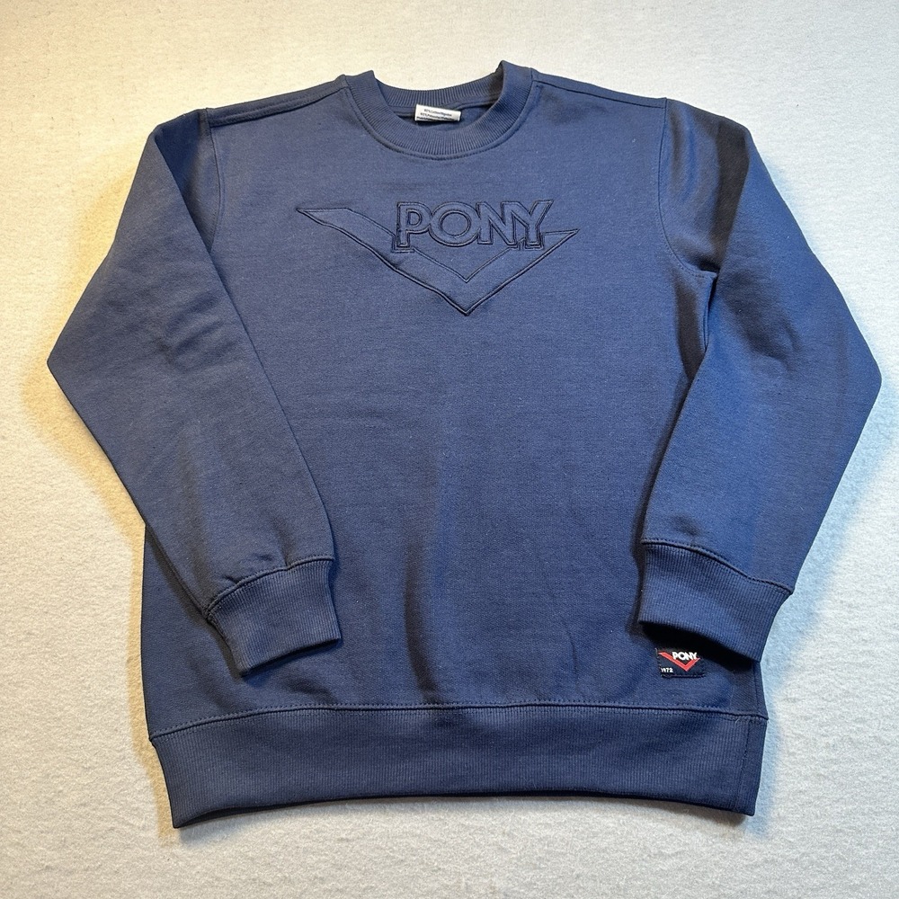 PONY Crewneck Sweatshirt Boys Navy Blue Pullover Casual Everyday Size M 10/12